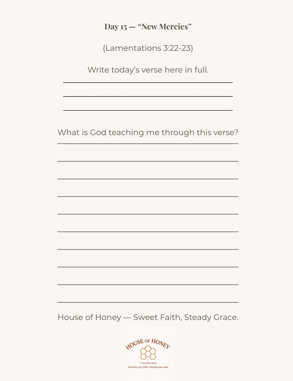 The Honey Journal - A Daily Walk with God